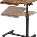 Adjustable Overbed Table with Wheels, Bedside Laptop Desk, Brown, 22.4" x 15.9" x 22.8"