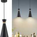 2025 New Small Black Gold Pendant Lights Kitchen Island, 5.9" Modern Industrial Island Lighting Fixtures, 1-Light Farmhouse Adjustable Hanging Pendant Light Fixtures for Bar Sink Bedroom Dining Room