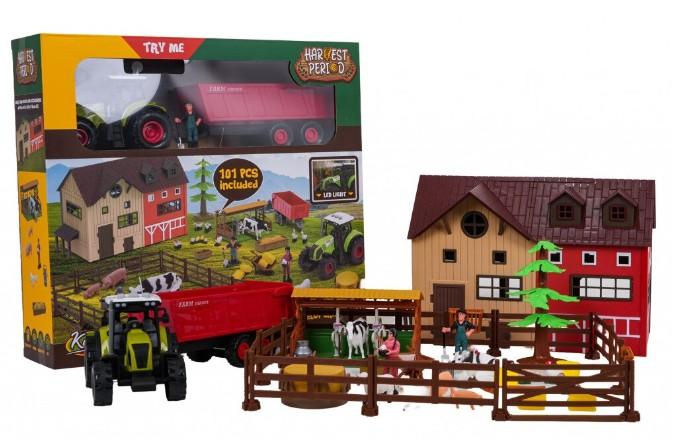 Farm Animals Barn House Toys - Kids Tractor Toy with Lights & Sound, Horse Stable, Cowshed, Chicken Fence, Animal, Farm Accessories, Easter Birthday Gifts for Boys Toddlers Ages 3+