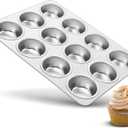 TeamFar 12-Cup Muffin Pan, Stainless Steel Muffin Tin Metal Cupcake Baking Pan for Oven, Regular Size & Non Toxic, Easy Clean & Dishwasher Safe (Silver)