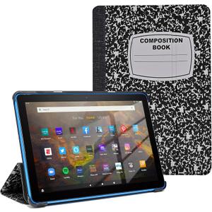 Case for Amazon Kindle Fire HD 8 Tablet 8"(12th/10th Generation, 2024/2022/2020 Release) & HD 8 Plus, Multi-Angle Slim Smart Shell Stand Cover with Auto Wake/Sleep, Composition Book Black