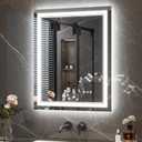 Keonjinn 24" x 30" Lighted Mirrors for Bathroom Wall with Bluetooth Speaker, Frontlit & Backlit LED Bathroom Mirror, Bluetooth Mirror Bathrooms with Dimmable 3-Color Lights, Tempered Glass, Anti-Fog