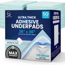 50 Pack Adhesive Disposable Bed Pads for Adults 125 Gram - 3XL 36"x36" Non Slip Chucks Pads Disposable Adult, Incontinence Bed Pads - Disposable Underpads, Waterproof Heavy Duty Pee Pads for Adults