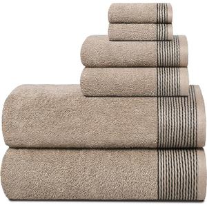 BELIZZI HOME 100% Cotton Ultra Soft 6 Pack Towel Set, Contains 2 Bath Towels 28x55 inchs, 2 Hand Towels 16x24 inchs & 2 Washclot