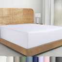 California Design Den 100% Organic Cotton Fitted Sheet Queen Size Only - Percale Queen Deep Pocket Fitted Sheet, Lightweight, Snug-Fit, Crisp, Durable - White (01 - Bright White)