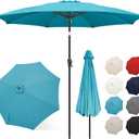 FLAME&SHADE 11 ft Patio Umbrella - Table Umbrella Outdoor with Push Button Tilt and Crank, UV Protection, 8 Sturdy Ribs, Market Umbrella for Garden, Deck, Backyard, Lawn, Pool and Beach(Aqua Blue)