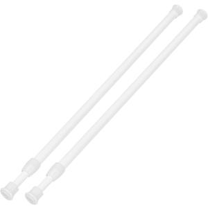 2 Pack Tension Curtain Rod 15.7-28 Inch, Small Short Adjustable Extendable Spring Loaded Rods for Windows Cabinet Blinds Closet Bedroom Kitchen Bathroom Door No Drilling, White