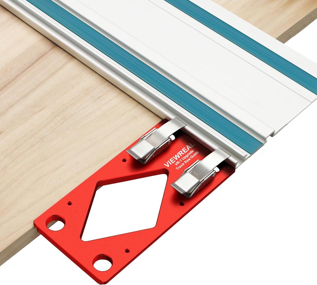 Track Saw Square Guide for Guide Rail, CNC 90 Degree Right Angle Guide with Edge Support, Compatible with Festool, Makita, and Powertec, Compact Circular Saw Accessory for Parallel Guide System (Red)
