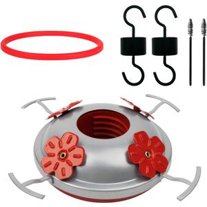 Hummingbird Feeder Base Replacement Parts Set Includes Hummingbird Feeder Bottom, 2 PCS Moat Hook 2 Pcs Brushes and 1 Pcs Replacement Seal Rings