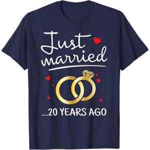 Just Married 20 Years Ago Funny Couple 20th Anniversary Gift T-Shirt