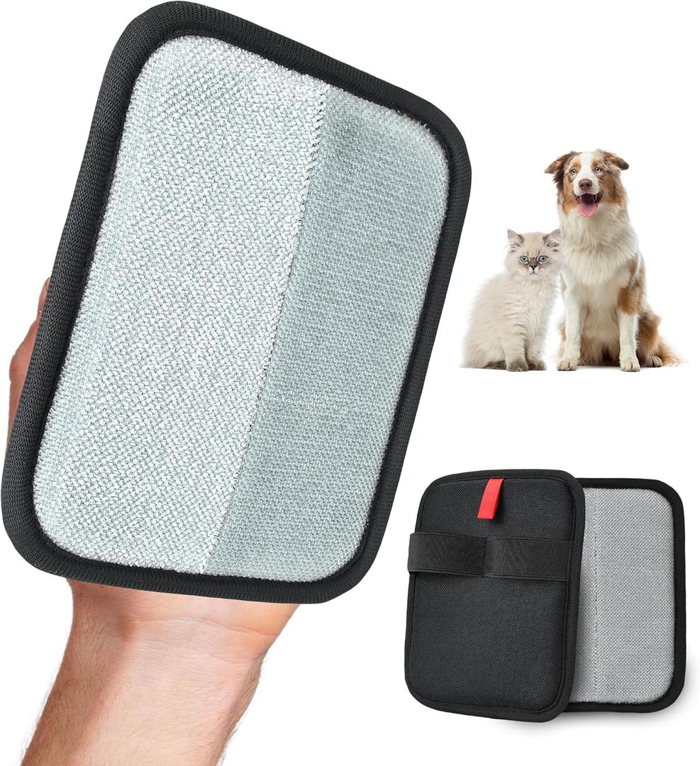 2 x Pet Hair Removal Glove for Cats & Dogs, Electrostatic Fur & Lint Remover for Clothes, Couches, Carpets & Car Seats, Reusable Fur Removal Tool, Upgraded NonSlip Pet Hair Remover, 1-Pack