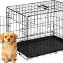 Dog Crate - 24 Inch Small Single Door Portable Puppy Dog Cage, Metal Wire Pet Kennel with Secure Lock, Leak-Proof Pan Tray, Foldable Design for Small Dog Indoor Training and Outdoor Trave