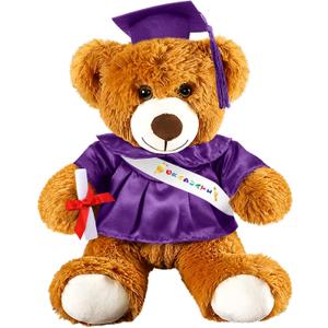 Foilswirl Graduation Bear 2026 with Gown Cap Tassel 9 Purple Graduation Stuffed Animal Plush Bear Toy for Class of 2026 Prek Preschool Kindergarten High School College Graduate Gift