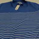 COOFANDY Men's Knit Polo Shirts Short Sleeve Striped Golf Polo Shirts Lightweight Casual Collared T Shirt (Large, Blue (White Stripes))