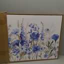 tigeridge Blue Floral Framed Wall Art - Vibrant Blue White Iris and Daisy Canvas Pictures Wall Decor Flower Painting Artwork Elegant Botanical Prints Living Room Decor 40 x 20in, Natural Wood Frame