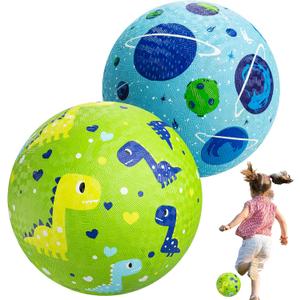 U&C Planet 2 Packs Playground Balls for Toddler Kids 8.5 inches Cartoon Rubber Ball with Pump Dodgeball Kickball Outdoor Indoor Game Great Gift for Boys Girls Aged 1 and Above