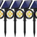 Nekteck Solar Lights, 2-in-1 Solar Spot Lights Outdoor, Waterproof Solar Powered Landscape Spotlights, Bright and Dark Sensing, Auto On/Off for Yard, Pathway, Garden, Driveway (6 Pack, Warm White)