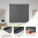 AOSKY Linen Roller Blinds Shades for Indoor Windows Pull Down Cordless Blackout Black Out Window Shade 43 Inch Blinds for Home Dark Grey