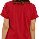 Merry Christmas Tshirts Women Funny Cute Snowflake Letter Print Graphic Print Tee Best Xmas Gifts Holiday Tops (Red, M)