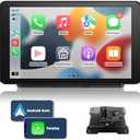 Kunfine Universal Portable Wireless Carplay Screen Android Auto, 7 Inch Touchscreen Wireless Car Play Screen for Car Support Airplay Voice Control FM Bluetooth AUX