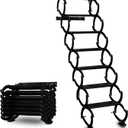 7 Steps Wall Mounted Folding Ladder, Indoor and Outdoor Step Ladders, Retractable Folding Stairs, Portable Camping Staircase, Pull-Down System Attic Ladder, for RV, Storehouse(Black, 7 Steps)