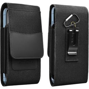The Phone Protective Holster with Belt Clip is Suitable for iPhone 15/Pro/Max/14/Pro/Max/13/Pro/Max/12/Pro/Max; Samsung Galaxy S21 Ultra, S21 Plus, S20; Nylon Phone Holster (for Two Phones)