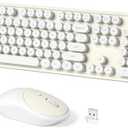 Dilter Wireless Keyboard and Mouse Combo, 104 Keys Full-Sized Typewriter Keyboards,  Receiver Plug and Play, for Windows, PC, Laptop, Desktop (Cremy White)