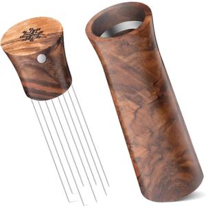WDT Tool - Agitadores de expreso, distribuidor de caf, herramientas de barista, herramienta de distribucin de agujas de espresso para kit de accesorios de caf, regalos de madera de nogal para
