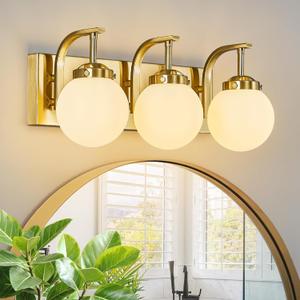 3 Lights Bathroom Vanity Light Fixtures Over Mirror Modern Gold Wall Sconce Vanity Light for Bathroom Lighting