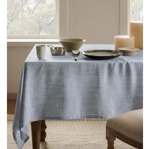 Linen Tablecloth for Rectangle Table 60x104 Inch Blue, Farmhouse Style Blue Tablecloth, Water Resistant Burlap Tablecloths for Dining Table Farmhouse Kitchen