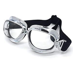 evomosa Motorcycle Goggles Vintage Pilot Goggles Retro Motocross Goggle Outdoor Eyewear Sports Glasses for Half Helmet
