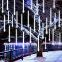 FUNPENY Meteor Shower Rain Lights, 288 LED Icicle Snow Falling Christmas Lights, Xmas Tree Holiday Decoration, White