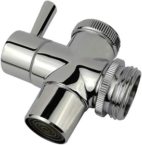All Brass Faucet Diverter Valve with Aerator, Sink to Garden Hose Diverter Adapter, for Bathroom/Kitchen Sink Faucet Connection Portable Washing Machine/Dishwasher (G1/2 * 3/4", Chrome)