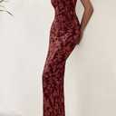 BTFBM Women Spring Dresses 2025 Elegant Wedding Guest Dresses Bodycon Tube Maxi Dress Split Floral Cocktail Dress (XXL)