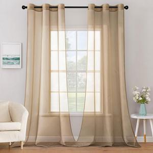 MIULEE Solid Color Sheer Curtains 84 Inches Long 2 Panels Set - Elegant Lightweight Grommet Light Filtering Window Voile Panels/Drapes/Treatment for Bedroom Living Room W42 x L84 Inch, Taupe Brown