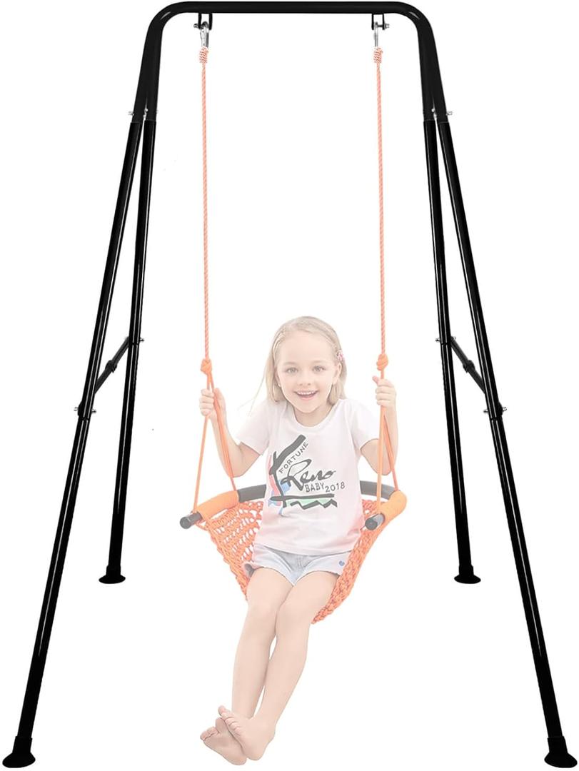 Baby Swing Stand, Foldable Baby Swing Frame, Heavy Duty Metal A-Frame Swing Sets for Most Toddlers Swings/Baby Jumper(NO SEAT) (Black)
