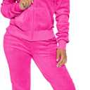 yidengymx Womens 2 Piece Velour Tracksuit Two Piece Soft Velvet Hooded Outfits for Women (Pink, M)