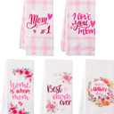 R HORSE 5Pcs Best Mom Kitchen Dish Towel Set Mother Pink Floral Absorbent Drying Dish Tea Towels Bar Hand Dishcloths Kitchen Rag Happy Mother's Day Decor for Bathroom Home Housewarming Supplies