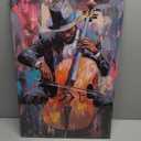CXHOSTENT Black Jazz Canvas Wall Art Abstract Black Music Painting Prints African American Picture Musical Instruments Artwork for Men Room Decor Framed (Black, 16.00" x 24.00")