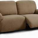 ULTICOR Extra Wide 75" - 100", Reclining 2 Seater Sofa, Extra Wide Reclining Love Seat Slipcover, 6-Piece Jacquared Fabric, Reclining Sofa Covers, Thick, Soft, Washable (Sand)(Style 1)