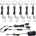 AIBOO Under Cabinet LED Puck Lights Kit with Touching Switch Dimmable for Kitchen Cupboard Closet Lighting (6 Lights,Daylight White)