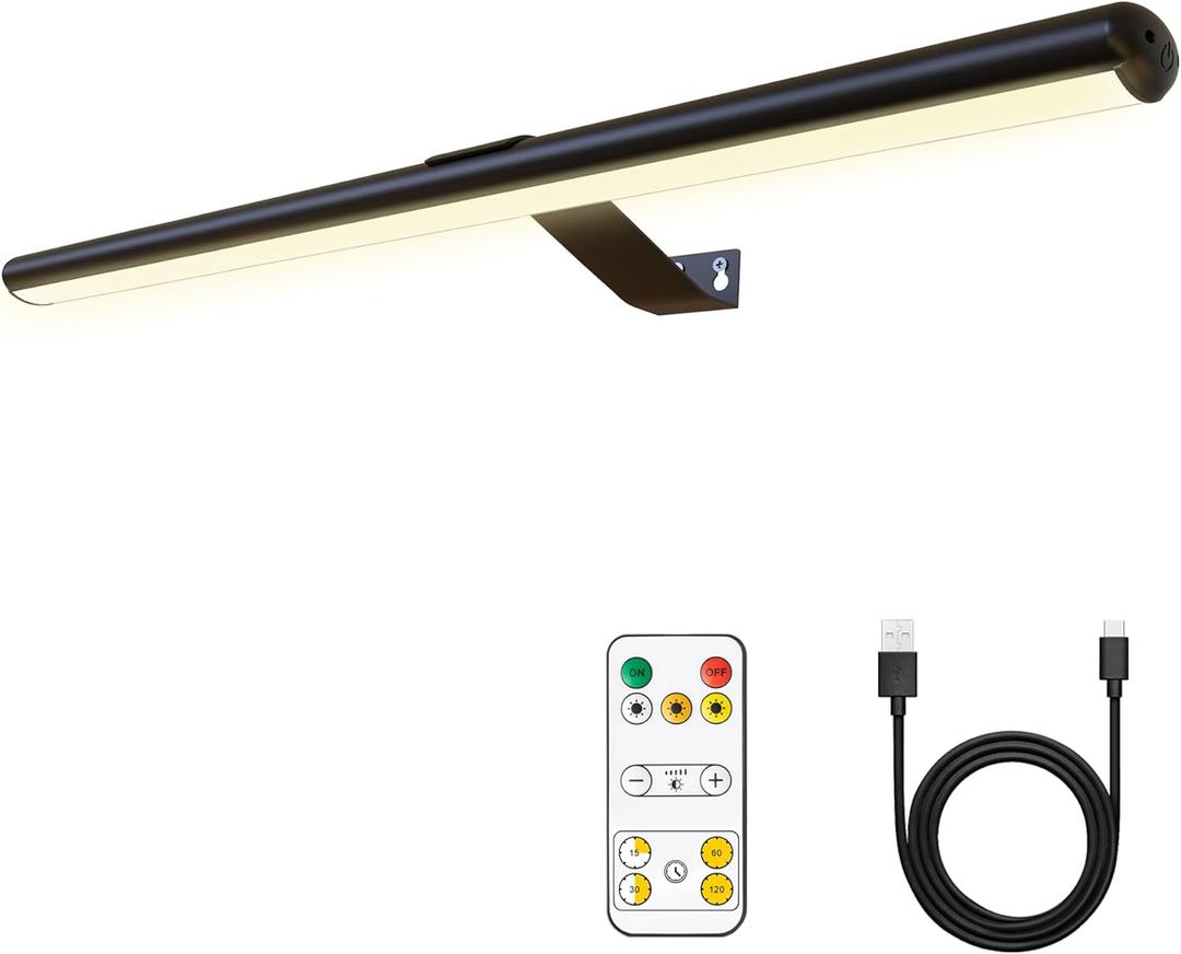 22'' Metal Art LED Display Light with 400LM, 3 Colors, Dimmable, Timer-OFF for Painting, Dartboard (Black)