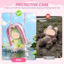 Protective Case for Plush Doll, Clear Hanging Display Cases for 17/15cm Plush Doll，Crossbody Doll Storage Bag for Collectibles Building Block Storage Bag（Pink，7.5 x 4.7 x 2.75 in）
