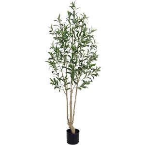 5FT Artificial Olive Tree with Realistic Trunk & Lifelike Fruits  Faux Silk Plant for Indoor Home & Office Dcor