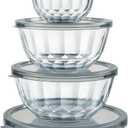 Mixing Bowls with Airtight Lids Sets, 5 Packs Thick Glass Nesting Bowls for Kitchen Baking, Meal Prepping, Bpa Free, Dishwasher Safe, 0.5/0.8/1.6/2.7/4.4 Qt