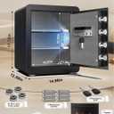 Kavey 2.0 Cub Safe Box, Steel Security Safe and Lock Box with Backlit Touch Screen Keypad, Dual Alarm System, Mute Function and LED Light for Home Office 12.6"D x 14.96"W x 17.72"H