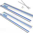 110" Track Saws Guide Rail Replacement for Makita and Fit for Festool, Includes 2 PCS 55" Aluminum Extruded Guided Rails and 2 Guide Rail Connectors for Woodworking Longer Cuts, Sliver, 110"=2 PCSX 55"