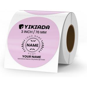 Purple Circle Thermal Labels Vinyl 3 Inch Self-Adhesive Round Stickers Roll Waterproof Printer Decals Name Tag for QR Code DIY Office Address 500 PCS