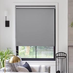 MYshade Free-Stop Cordless Roller Shades for Windows Room Darkening Roller Shades & Blinds Same Color Both Sides Fabric Pull Down Shade for Home Office Indoor Easy to Install Grey(36" W X 72" H)