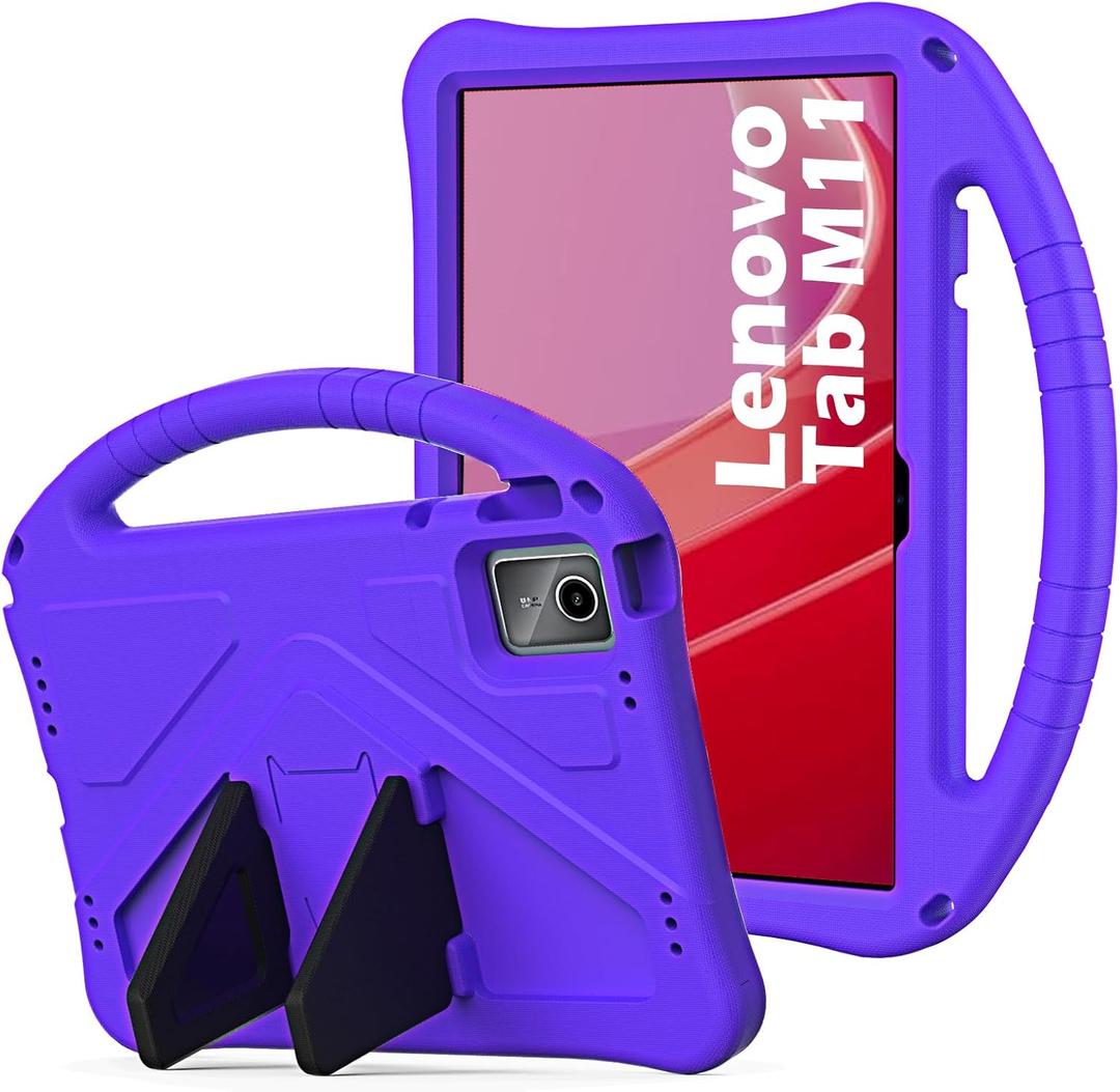 YRH for Lenovo Idea Tab 11 Case 2025 (TB336) / for Lenovo Tab M11 Case 2023 (TB330), Kids EVA Shockproof Tablet Cover with Stand Handle, Purple